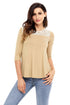 Sexy Apricot Lace Shoulder Low Cut Back Top